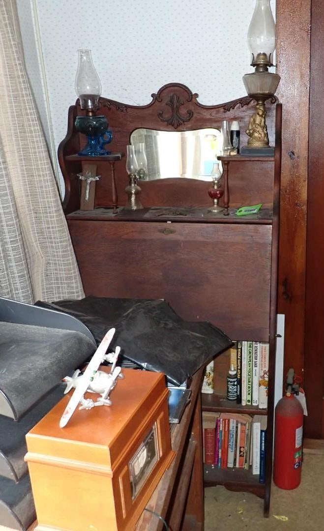 Oak Fold Out Writing Desk: 30" x 12" x 62 