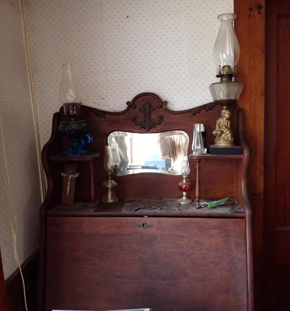 Oak Fold Out Writing Desk - 4