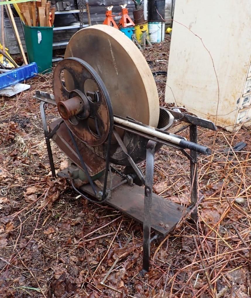 21" Dia. Sharpening Stone on Stand w/ Electric Motor (1 of 8)