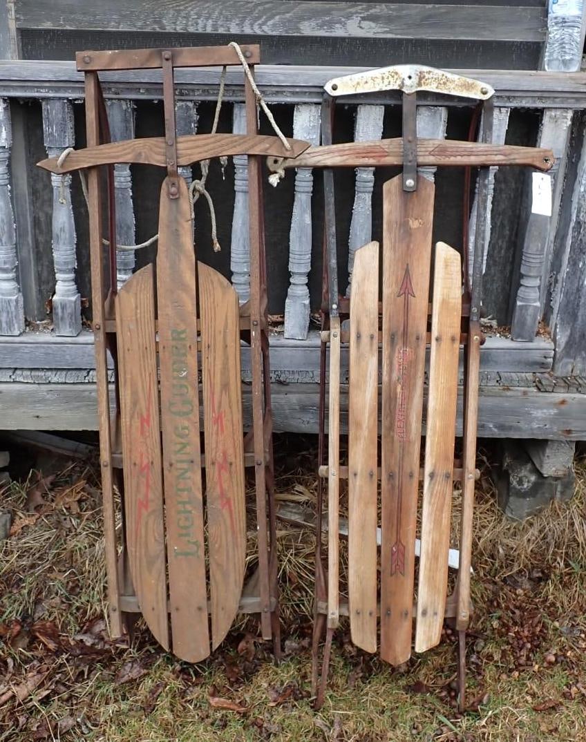 Flexible Flyer & Lightning Guider Sleds: Each 50" long
