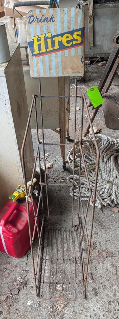 "Drink Hires" Wire Rack Display: OAD 9" x 16" x 46 3/4" Tall 