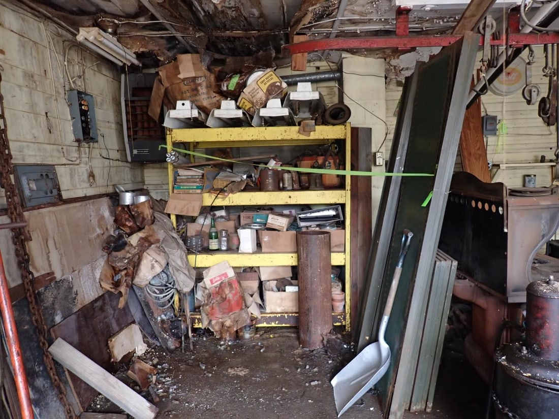 Steel Shelving & Contents: (2) 36" x 71" Uprights, (8) 57" Cross Rails 