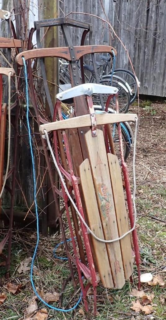 (2) Flexible Flyer Sleds: 55" & 44" long 