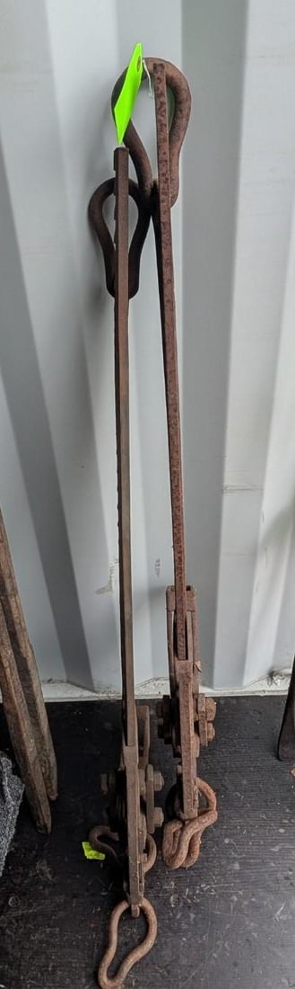 (2) Antique Carriage/Log Jack: approx. 48", Location: Conex 