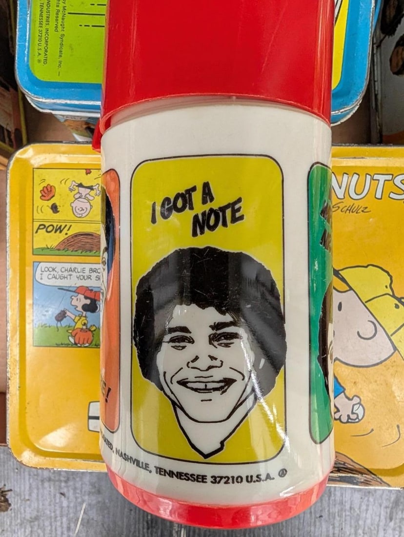 (4) Vintage Tin Lunch Boxes & (3) Poly Cups - 10