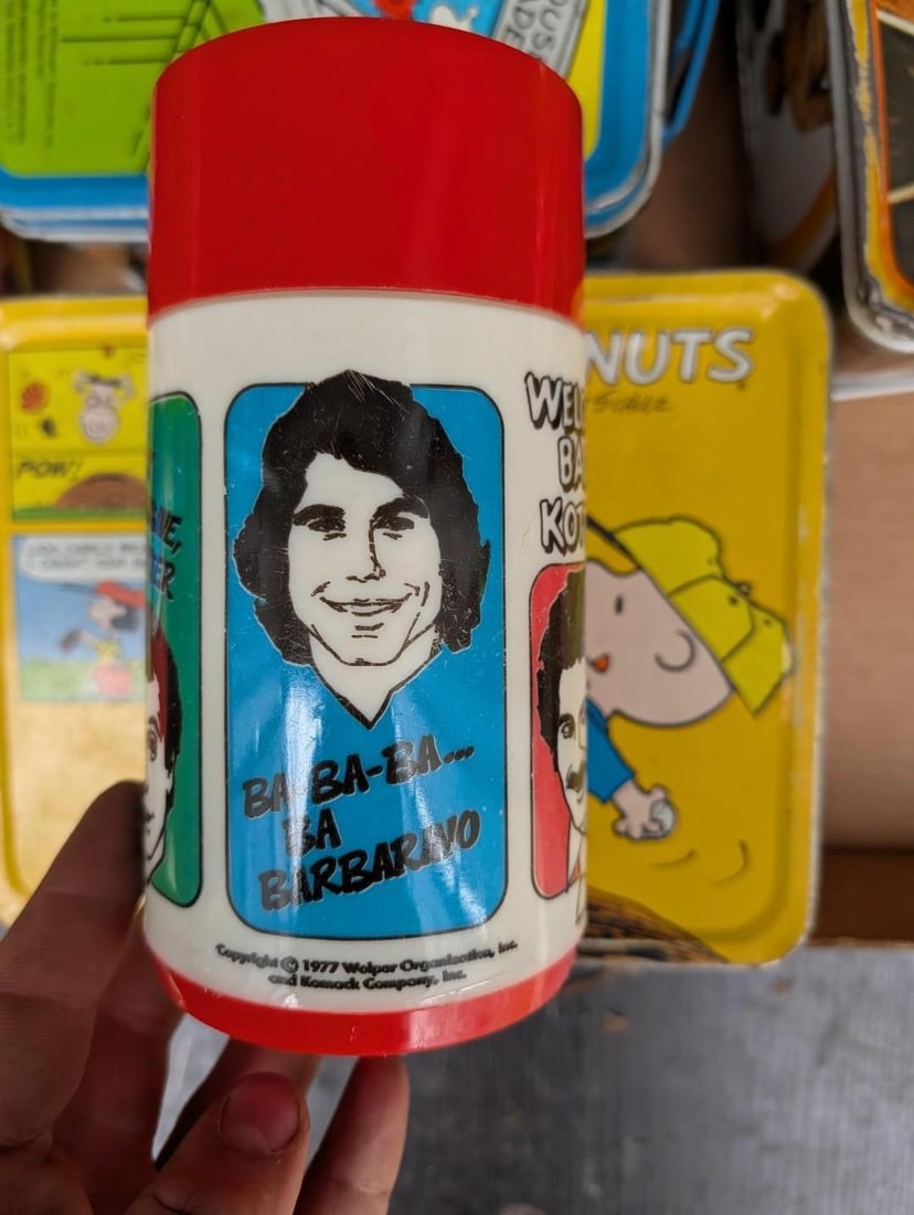 (4) Vintage Tin Lunch Boxes & (3) Poly Cups - 7