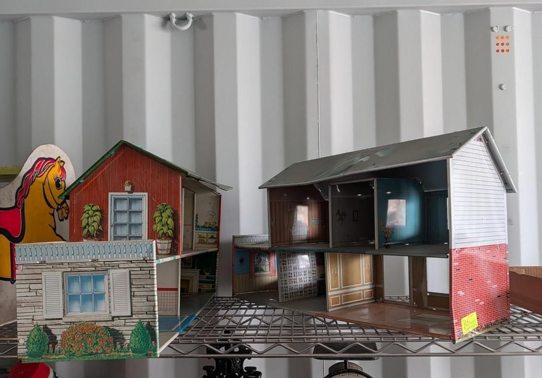 (2) Vintage Tin Dollhouses: approx. 25" l 