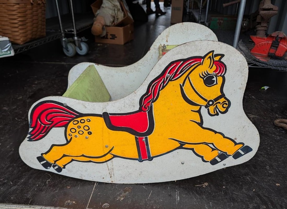 Vintage Plywood & Wood Childs Rocking Horse: approx. 27" l 