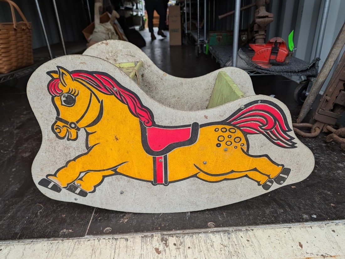 Vintage Plywood & Wood Childs Rocking Horse - 2