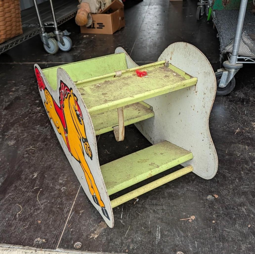 Vintage Plywood & Wood Childs Rocking Horse - 3