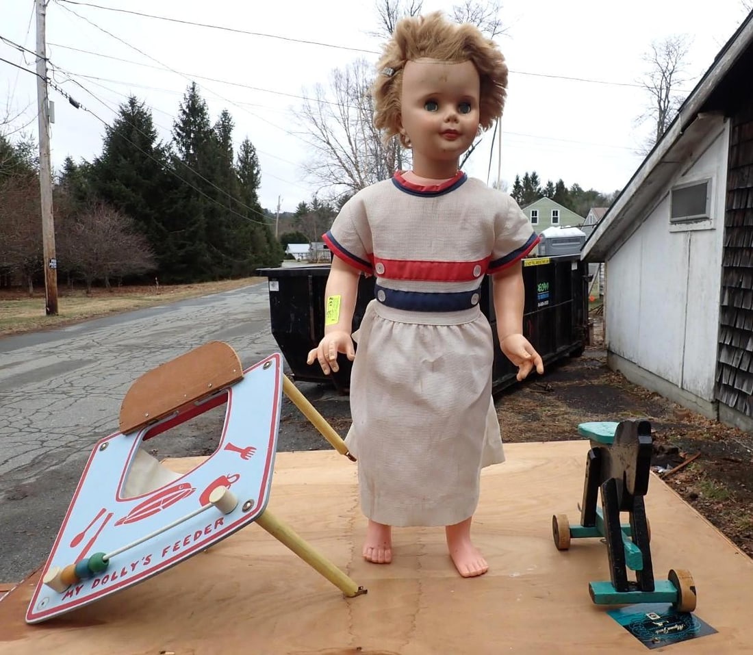 Vintage Poly Doll w/ Desk: 36" l 