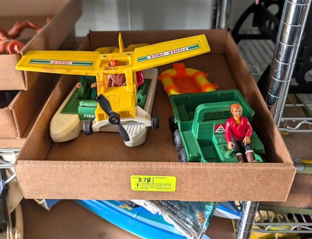 Fisher Price "Ranger" Set: w/ plane, pontoon boat, raft, and side by side; w/ (4) minifigs 