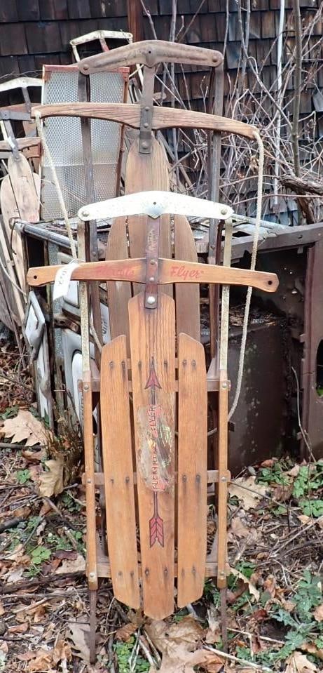(2) Flexible Flyer Sleds: 50" & 40" long