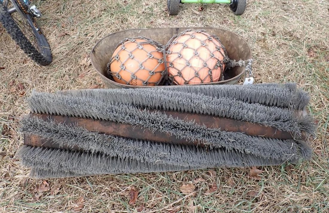 Power Brush, Tin Feed Bucket, & (2) Buoys (1 of 4)