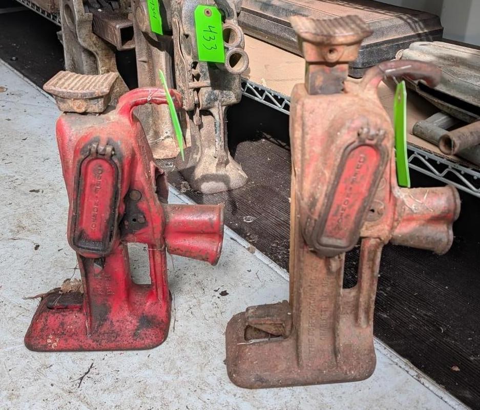 (2) Duff Norton Carriage Jacks: taller is 16" 