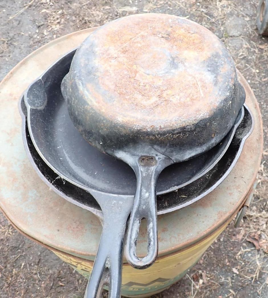 (3) Cast Iron Skillets - 2