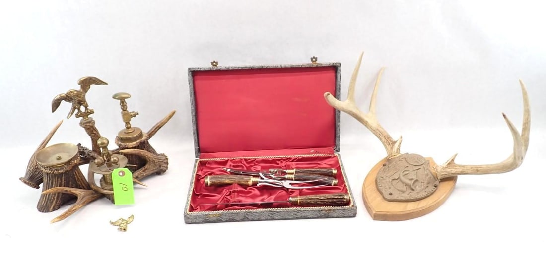 Antler Collection: Qty. Small & Large White Tail Antlers, August Kullenberg Cutlery, Decor, Etc