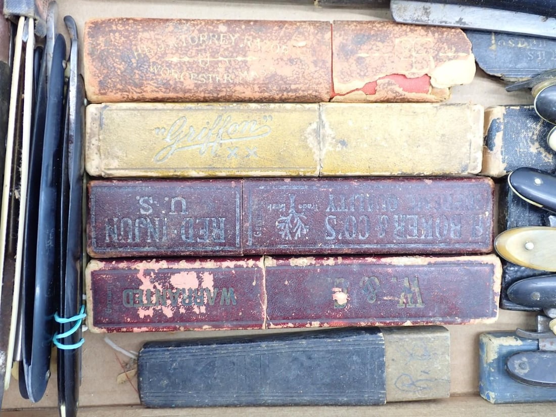 (27+/-) Antique Straight Razors - 9