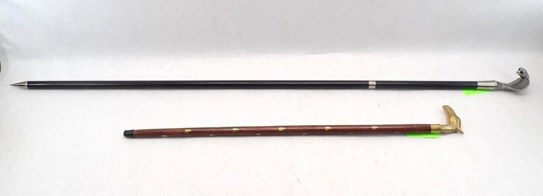 (2) Walking Staff & Cane w/ Concealed Blades: 61" & 36" Tall