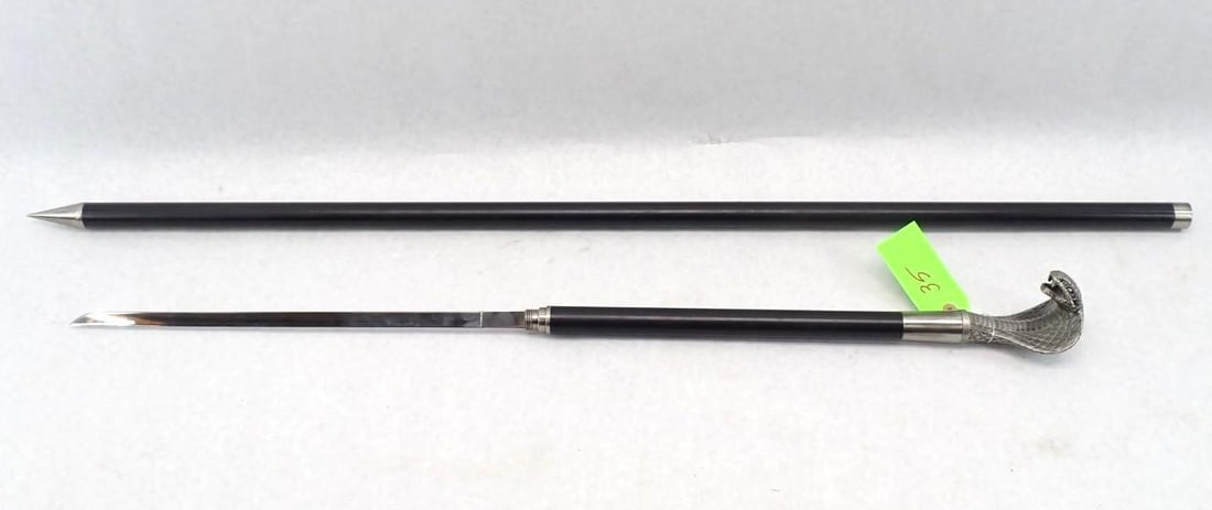 (2) Walking Staff & Cane w/ Concealed Blades - 8