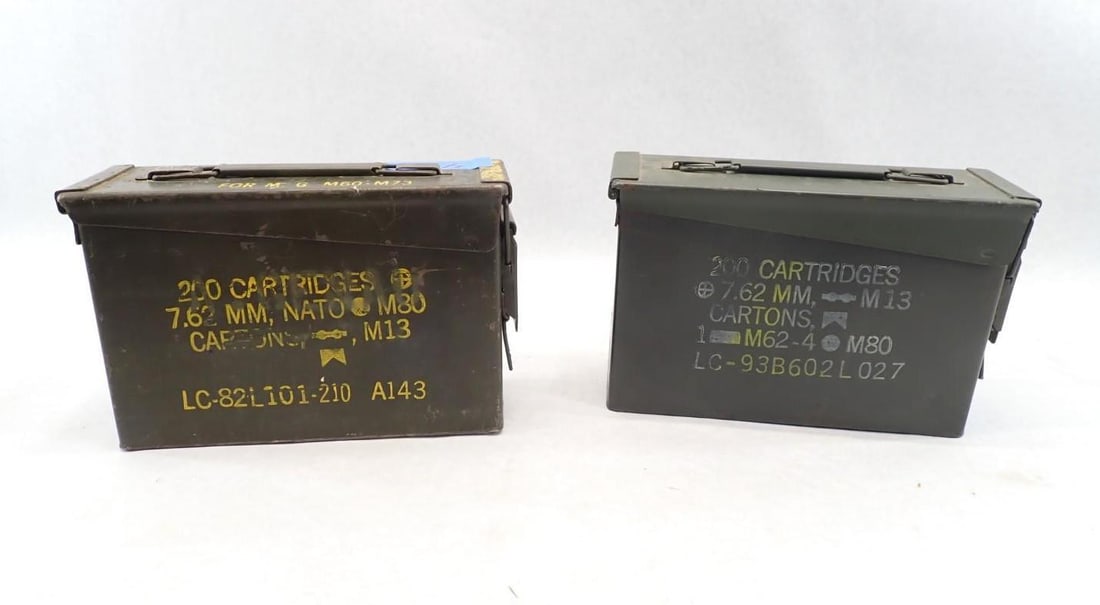 (2) Steel Ammo Boxes & Hardshell Case - 11