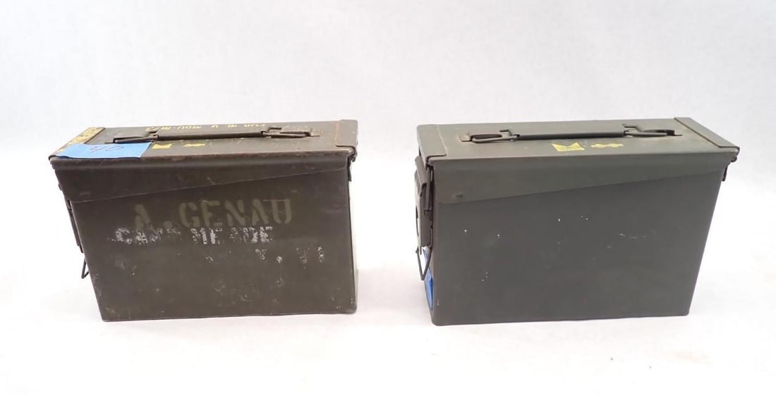 (2) Steel Ammo Boxes & Hardshell Case - 9