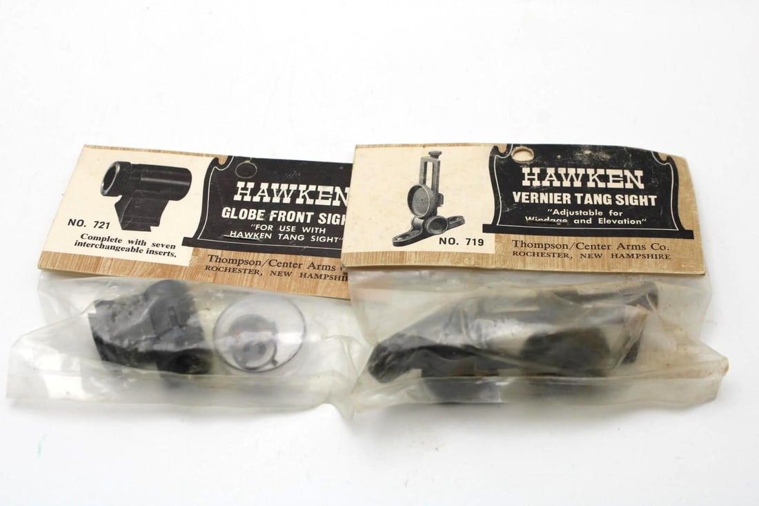 (2) Vintage Hawken Sights: Vernier Tang # 719 & Globe Front Sight # 721