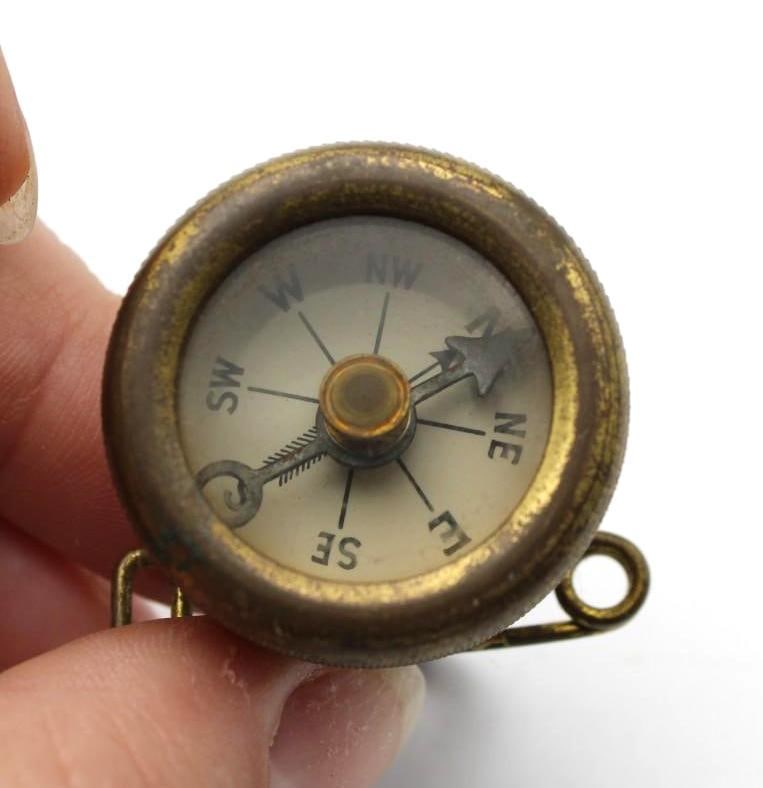 Vintage Marbles Brass Lapel Compass - 6