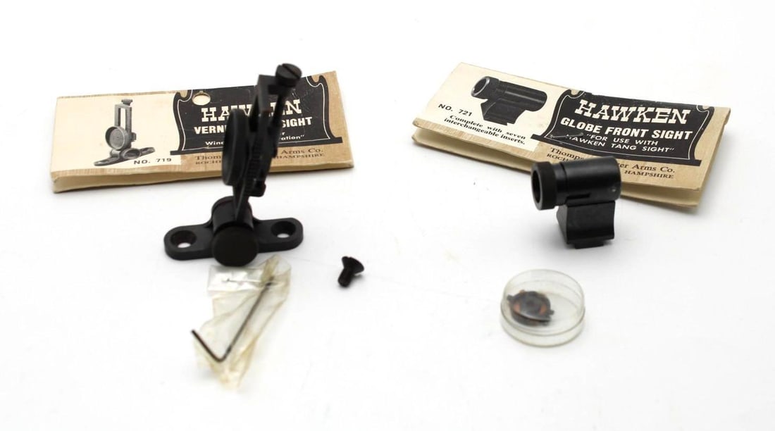 (2) Vintage Hawken Sights: Vernier Tang # 719 & Globe Front Sight # 721
