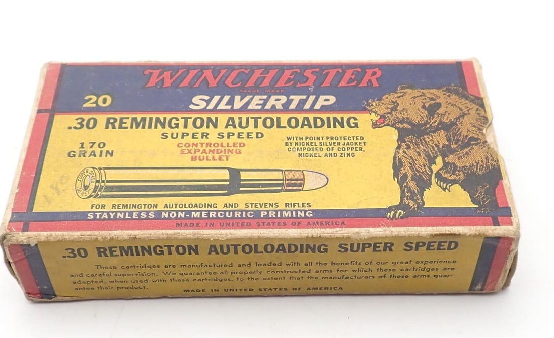 Vintage Winchester .30 Remington Auto Cartridge Box (1 of 4)