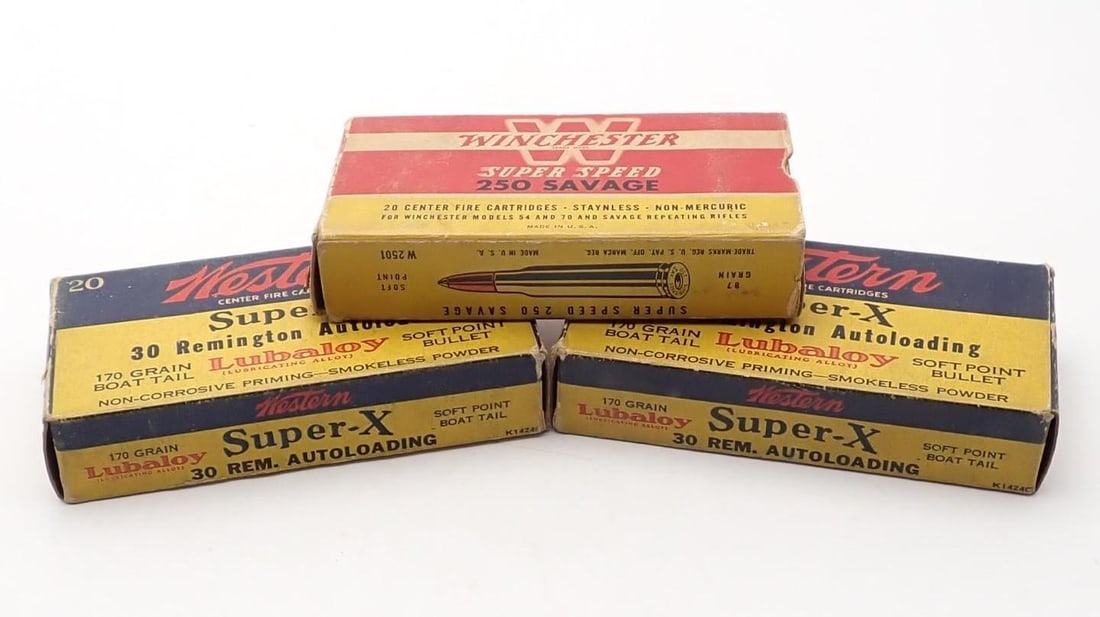 (3) Vintage Cartridge Boxes: with some brass