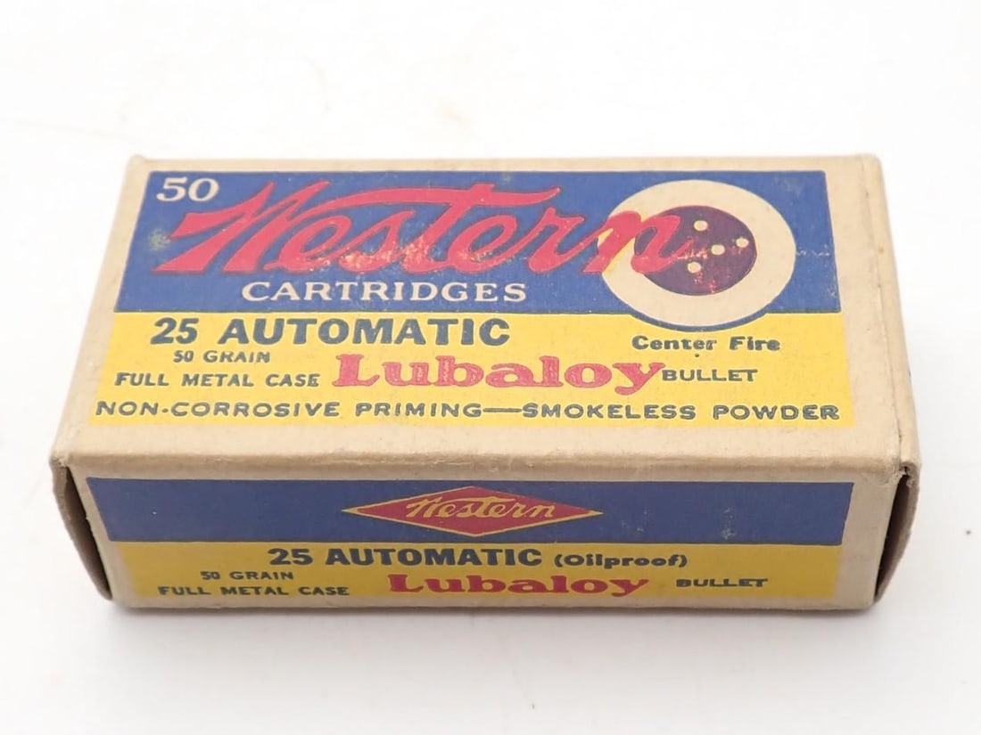 Vintage Western .24 Auto Cartridge Box: full