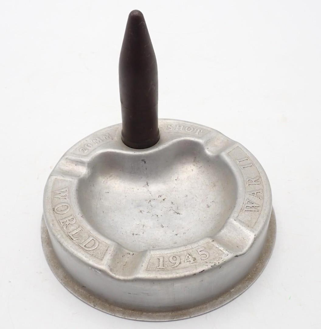 WWII Souvenir Ashtray: "20mm Shot", 4.75" in diameter