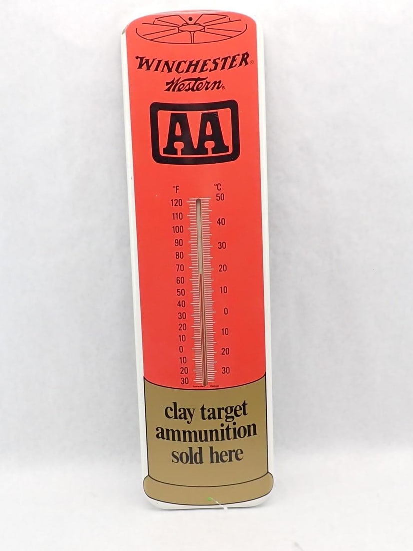 Winchester Western AA Thermometer: 27" in height, sheet metal