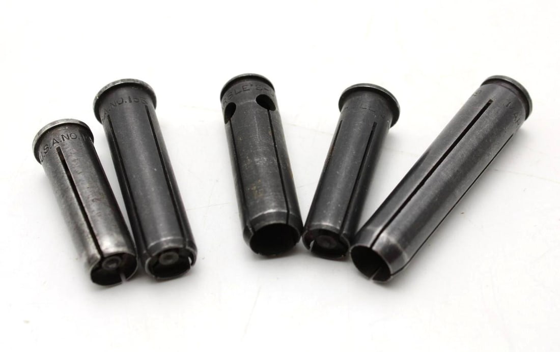 (5) Marbles Chamber Insert Shell Adapters: #153 .303 Savage to .32 S&W, #155 .30-40 to .32 S&W, #158 .32 WS to .32 Colt Auto, #159 .30 Government to .32 Colt Auto, #172 .300 Savage to .32 Colt Auto