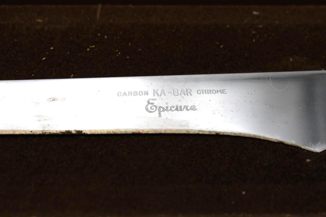 Vintage Ka-Bar Epicure Carving Knife in Wood Case - 4