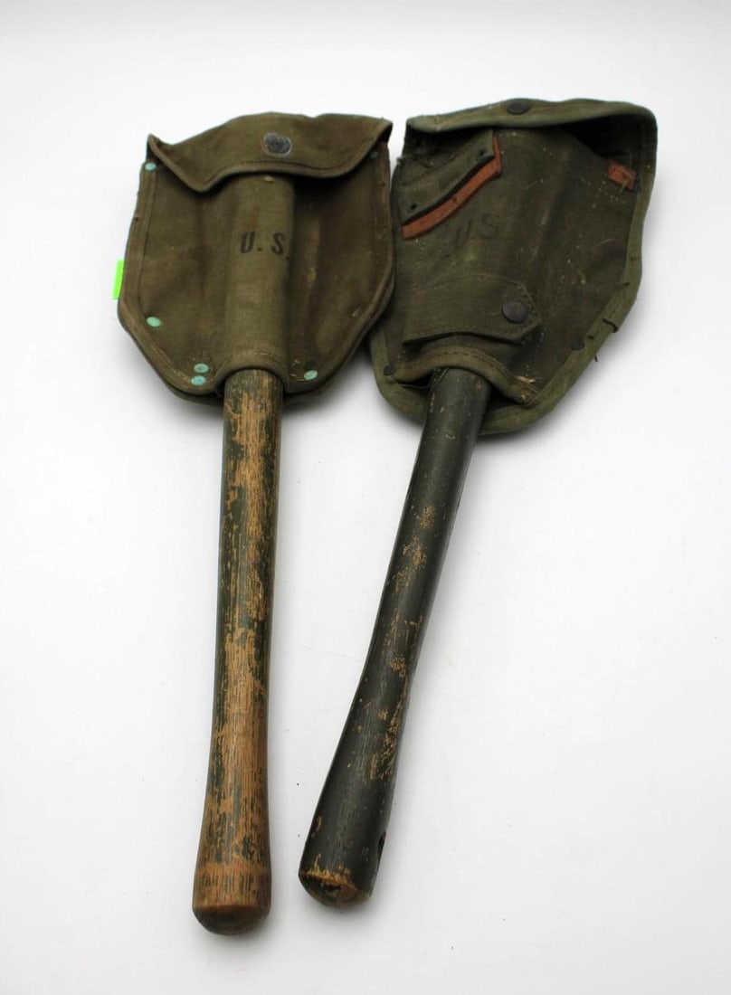 (2) Vintage U.S. Entrenching Tools W/ Covers - 2