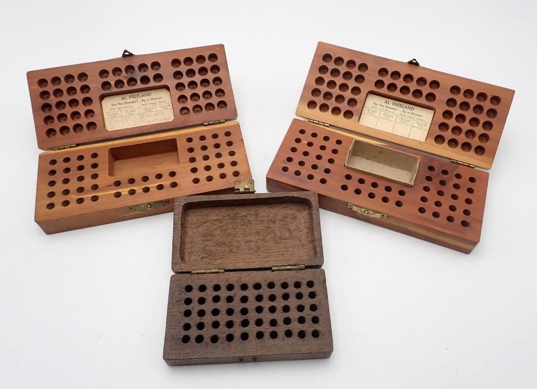 (3) Wood .22 Cartridge Boxes - 2