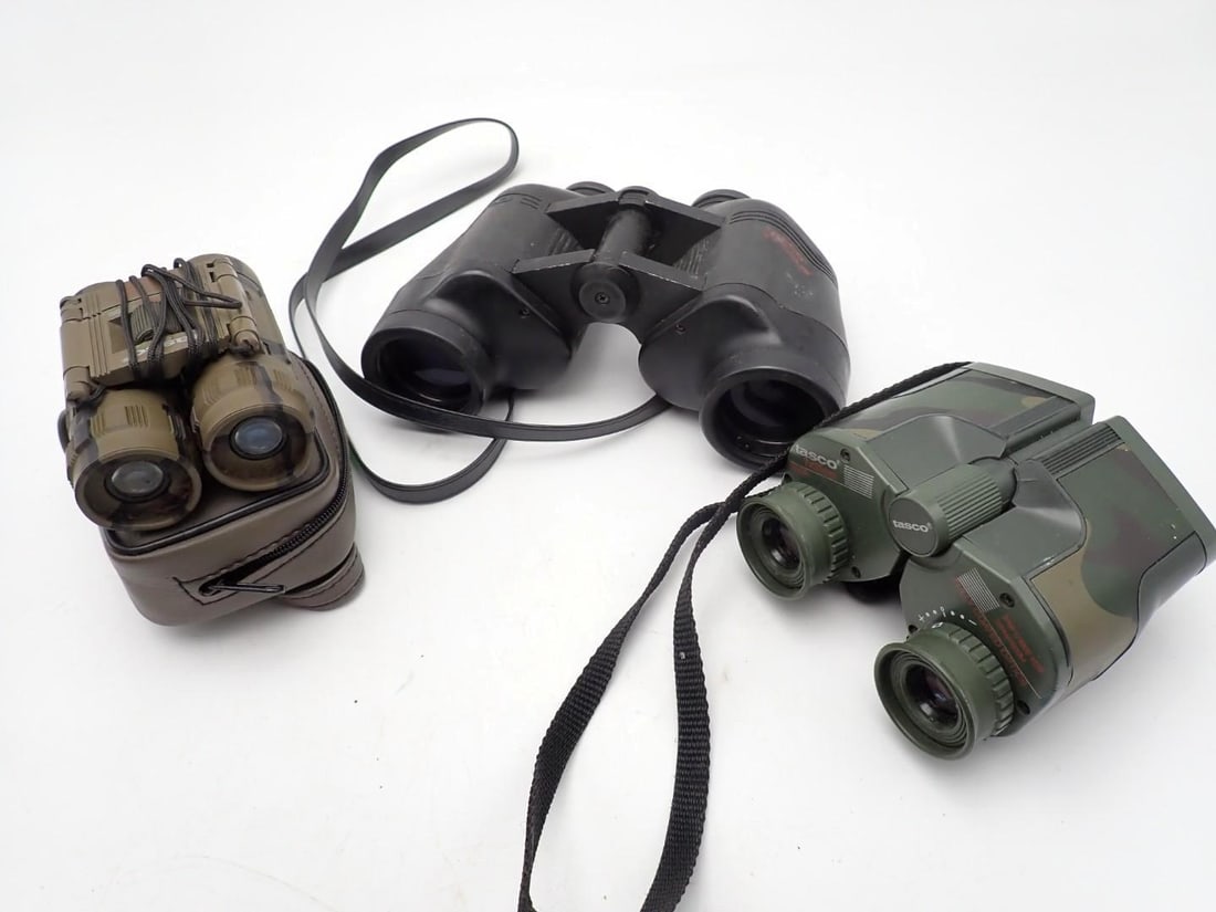 (3) Pairs of Tasco Binoculars: 7 x 35, 7 x 25 & 8 x 21