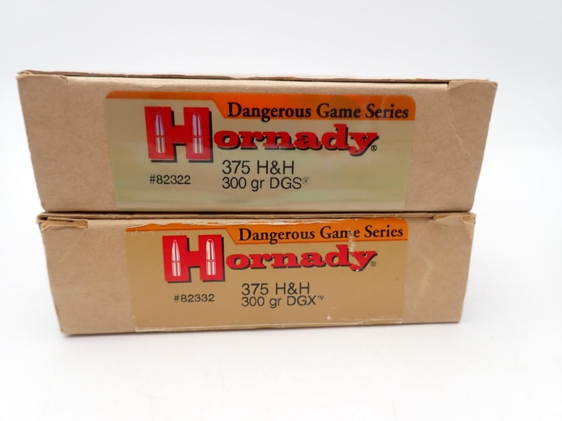 (2) Boxes of Hornady .375 H&H Magnum Cartridges - 2