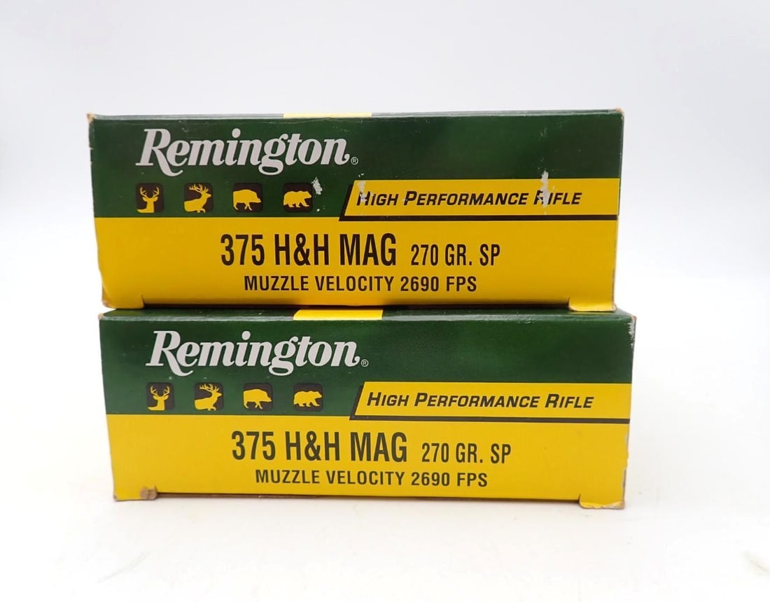 (2) Boxes of Remington .375 H&H Magnum Cartridges - 2