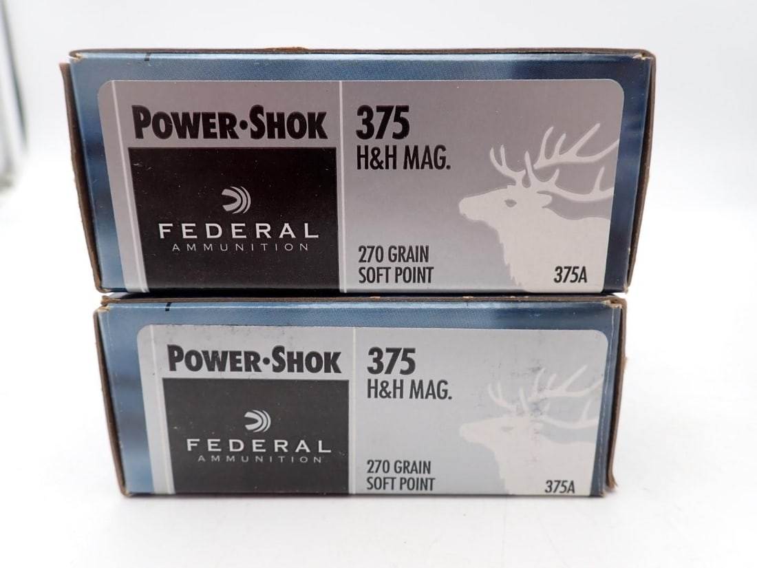 (2) Boxes of Federal .375 H&H Magnum Cartridges - 2