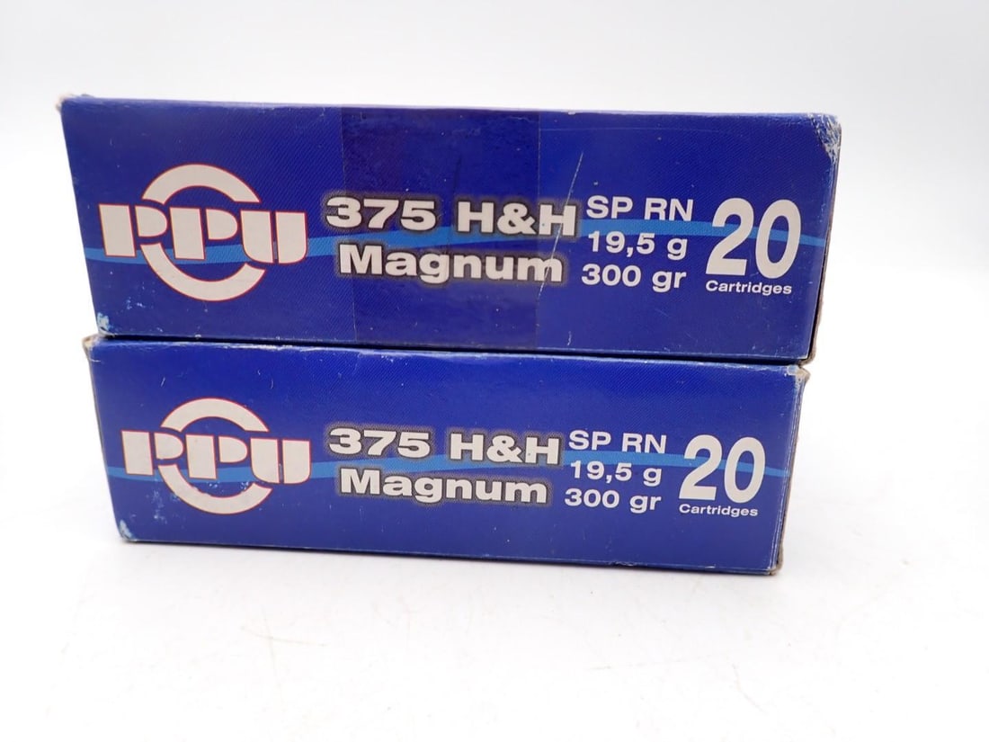(2) Boxes of PPU .375 H&H Magnum Cartridges - 2