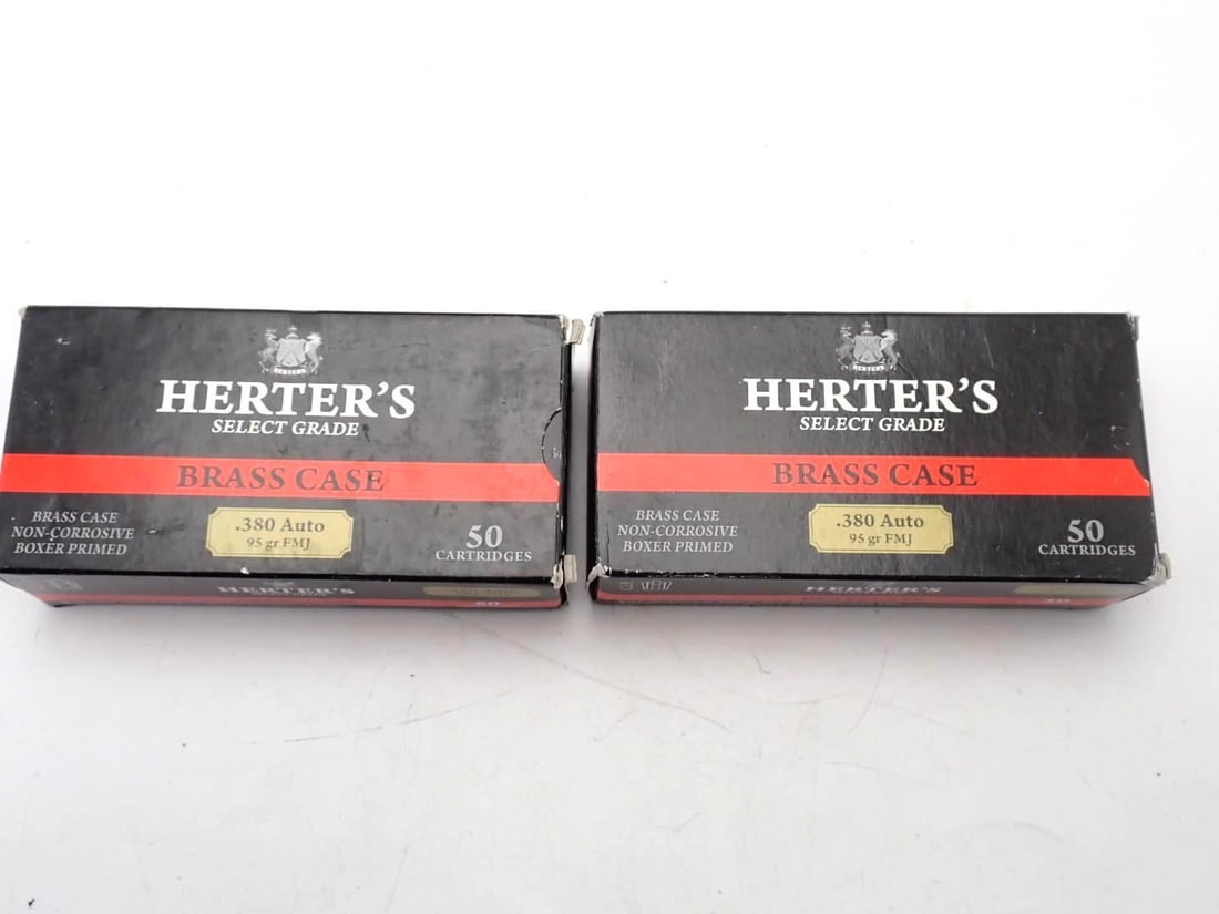 (2) Boxes of Herters .380 Auto Cartridges: mfg. by Sellier & Bellot