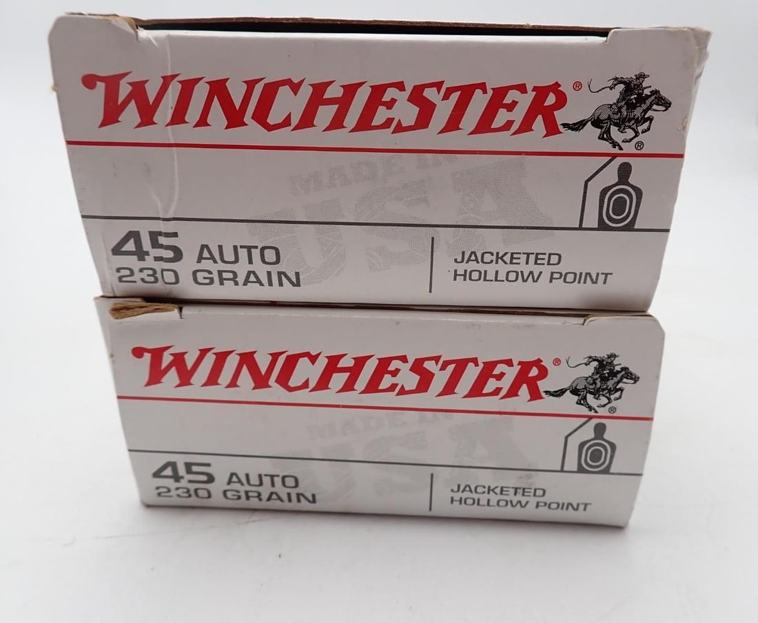 (2) Boxes of Winchester .45 Auto JHP Cartridges - 2