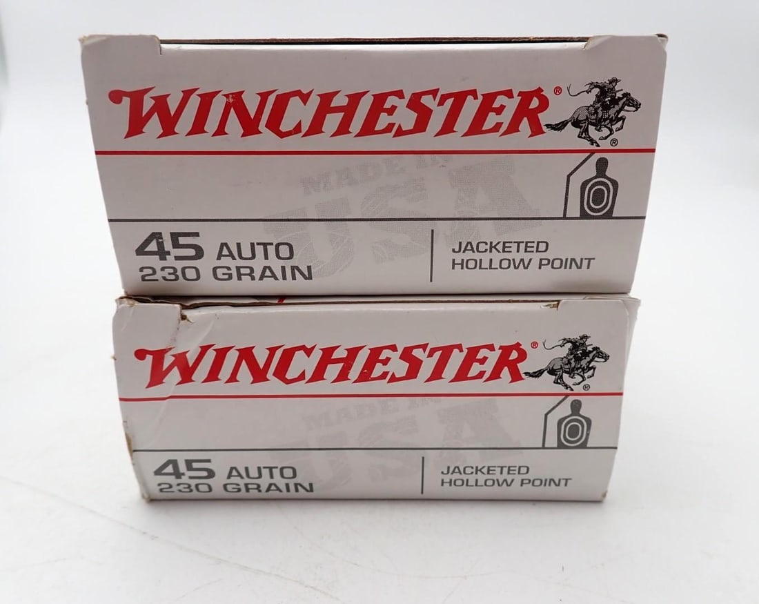 (2) Boxes of Winchester .45 Auto JHP Cartridges - 2
