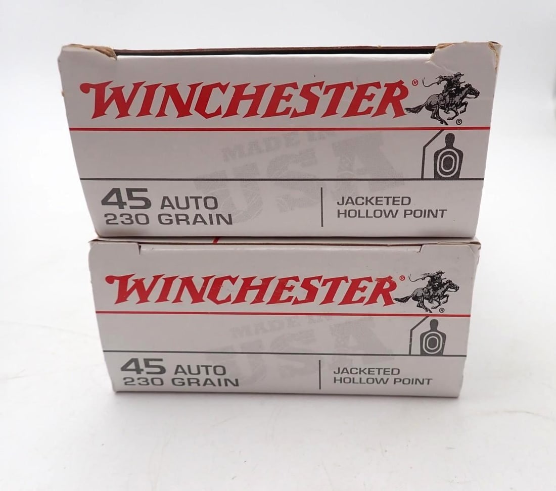 (2) Boxes of Winchester .45 Auto JHP Cartridges - 2