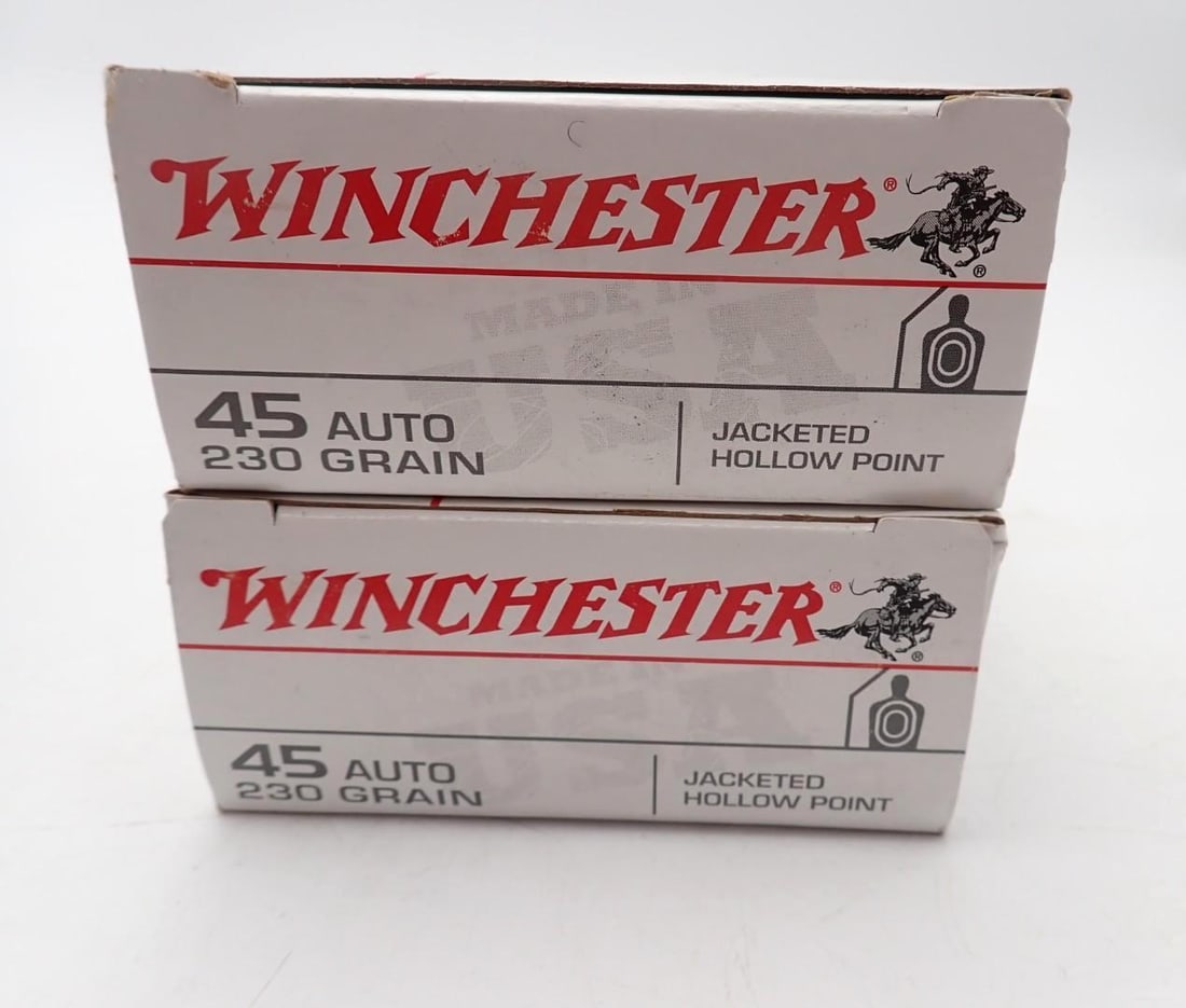 (2) Boxes of Winchester .45 Auto JHP Cartridges - 2