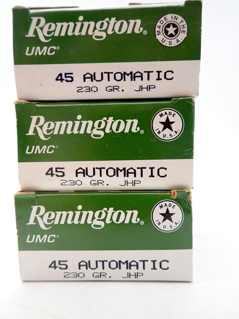 (3) Boxes of Remington .45 Auto JHP Cartridges - 2