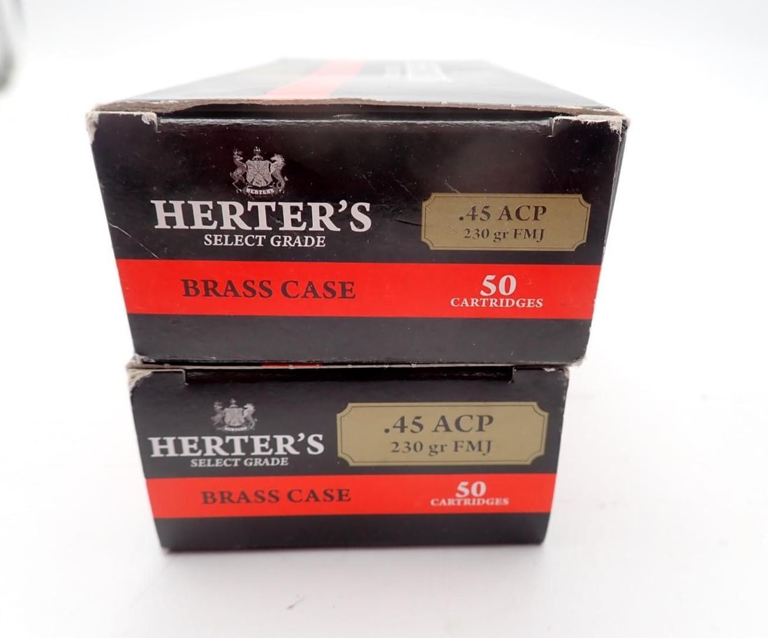 (2) Boxes of Herters .45 Auto Cartridges - 2